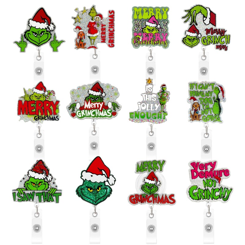 Home Office Login - Christmas Green Monster Badge Reel Retractable