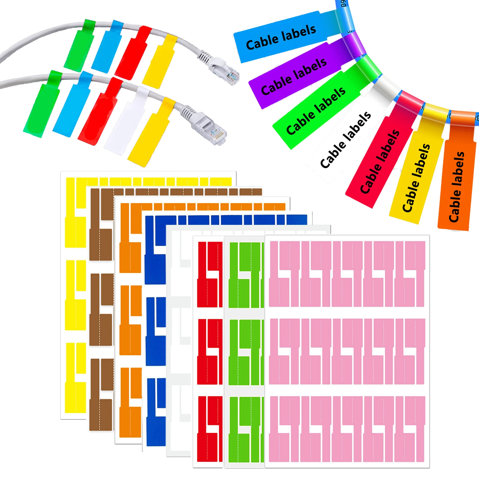 Label Maker Machine - 240pcs Self-Adhesive Cable Labels Colorful Waterproof