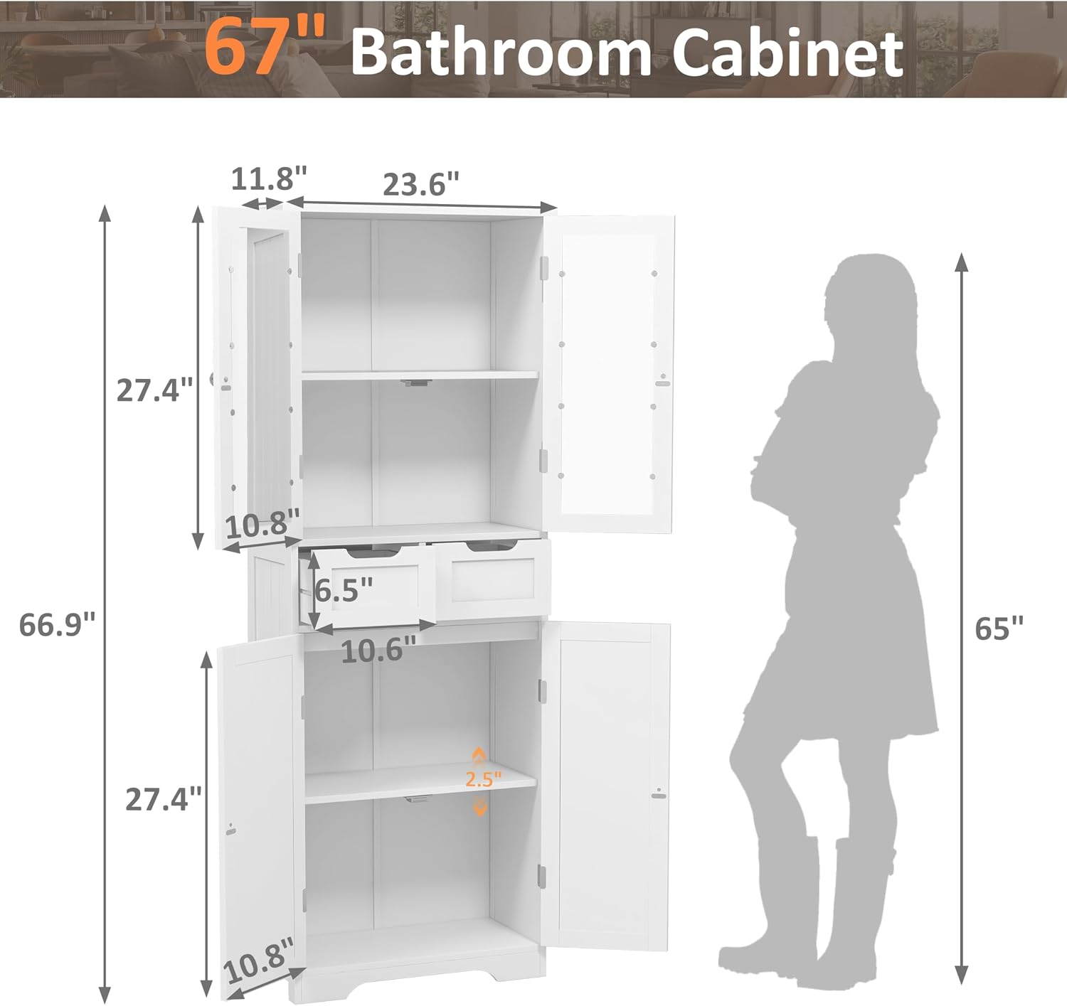 Tall Bathroom Storage Cabinet  - огляд і ціна Home Office Furniture Sets