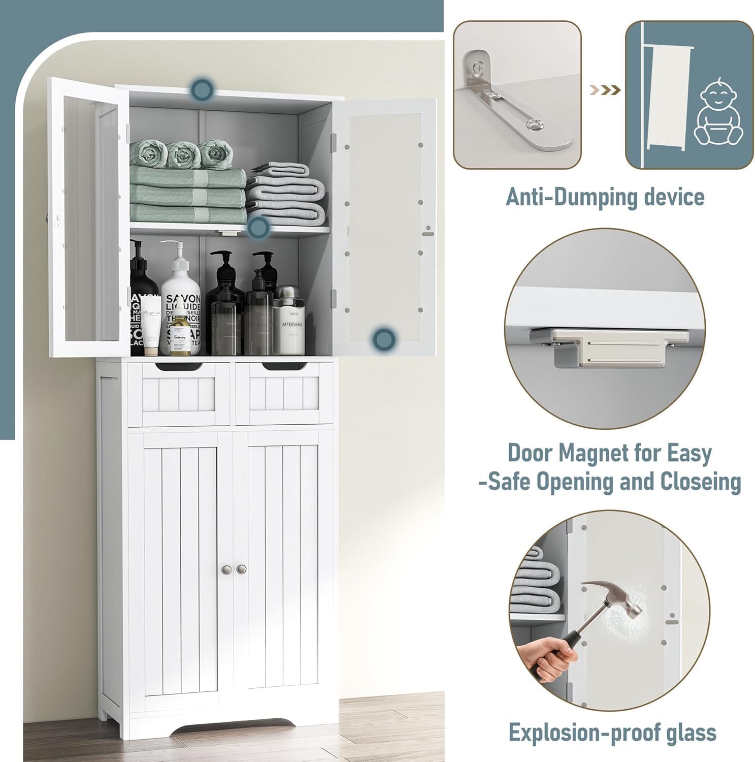 Tall Bathroom Storage Cabinet  - огляд і ціна Home Office Furniture Sets